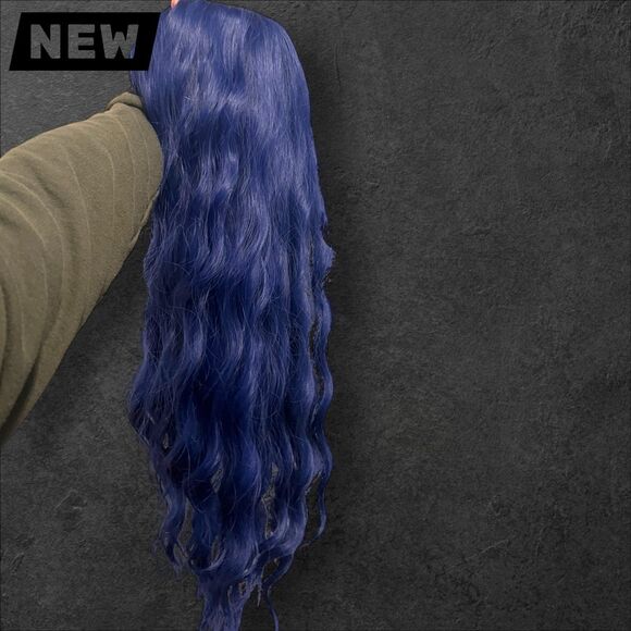 New Long Wavy Synthetic Wig – Deep Navy Blue - Picture 2 of 7